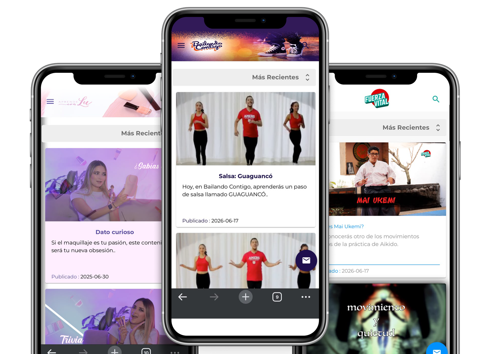 Apps de contenido Quicklii en móviles